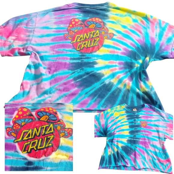Santa Cruz Skateboards Tops - SANTA CRUZ Skateboards VINTAGE 90s Y2K UNISEX Men's (M) Women's (L) Tie-Dye Crop